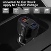 Cargador de coche de 35 W PD Tipo C USB 3 puertos Cargador rápido 7A QC3.0 Adaptador de corriente automático de carga rápida para iPhone 15 14 Teléfono Samsung Android con caja al por menor