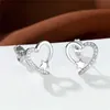 Stud Love Heart Star Zircon Boucles d'oreilles pour femmes mariée mariage fiançailles boucle d'oreille saint valentin cadeau bijoux Mujer