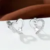 Stud Love Heart Star Zircon Brincos para Mulheres Noiva Brinco de Noivado Dia dos Namorados Jóias de Presente Mujer