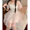 Vestidos casuales verano 2023 adelgazamiento temperamento reducción de edad suave viento sal puede dulce cintura colección vestido de manga corta Wom