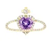 Cristal violet à la mode pour femmes en forme de coeur mignon adapté à la broche de sécurité en alliage de zircon doré de luxe pour femmes G230529