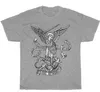 T-shirts pour hommes L'ange catholique nous défend. T-shirt Archange Saint Michel. T-shirt d'été en coton à manches courtes pour hommes à col rond Nouveau S-3XL J230602