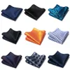 Näsdukar högkvalitativt varumärke Silk Kerchief Man Dark Blue Rands April Fool's Day fit Formal Party Pocket Square Handdukar Suit Hanky ​​230601