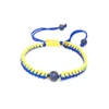 チャームブレスレット天然石青と黄色のウクライナの織物ビーズカップル手作り編組ロープ調整可能なリストチェーン
