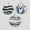 Pendant Necklaces Natural Round Shell Black And White Striped Handmade Crafts DIY Necklace Jewelry Accessories Gift Making Size 48x48mm