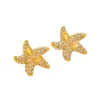 Stud Fashion Style Designer Marca Stud Brincos High-End 18K Banhado A Ouro Brinco De Aço Inoxidável Incrustado Cristal Geometria Starfish Orelha Jóias De Casamento Presente 240306