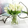 Flores decorativas 1 pieza tulipanes artificiales para jardín ramo de tulipanes de tacto Real decoración Mariage para decoración de boda en casa falsa