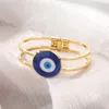 S3712 Kupfer Gold plattiert Quicksand Emaille Böse Augen Armreifen Armband für Frauen Blaue Augen Armbänder