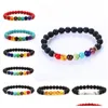 Kralen Vulkaan Armbanden Mode Groothandel Natuurlijke Lava Tijgeroog Amethist Steen Met Zeven Kleuren Armband Drop Levering Jewel Dh78E