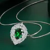 Pendant Necklaces 2023 Luxury Green Red Yellow Silver Color Pear Necklace For Women Anniversary Gift Jewelry Wholesale X8227