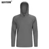 Erkek Hoodies Sweatshirts Kefitevd Hızlı kuru erkekler upf 50 uzun kollu tişörtler UV koruma açık yürüyüş tişört güneş kremi gömlek üstleri spor kapüşon 230601