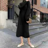 Casual Dresses Dress Female 2023 Autumn And Winter Half-high Neck Loose Vertical Bottom Straight Tube Knee-length Knitted Sweater