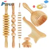 Rilassamento 1 Set Strumenti per massaggio terapia del legno Kit Maderoterapia Massaggiatore in legno per la casa Rullo in legno Gua Sha Roller Massaggio manuale della fascia in legno