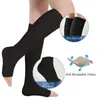 جوارب ضغط الجوارب الرياضية مفتوحة إصبع القدم تخرج من العجل تشكل النساء ضغوط طويلة غير انزلاق ركبة السيليكون عالية