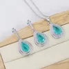 Halskette Ohrringe Set Funmode Stil Blau Wasser Tropfen Kleid Zubehör Pendientes Hochzeit Schmuck Für Frauen Bijoux Corail Großhandel FS165