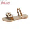 Slippers Sandals Women's Two-Way Wear Flat for Outdoors 2021new Summer Fairy Style Sandals All-Matching Flower Beach Shoes L230518