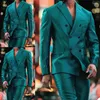 남자 정장 최신 디자인 반짝이는 이중 가슴 남자 피크 라펠 의상 homme tuxedos 신랑 무도회 슬림 핏 블레이저 2 조각 재킷 팬츠