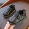 Chaussures de sport tout-petits garçons décontracté en cuir coton pour enfants moyens grands enfants appartements d'hiver avec épais anti-glissant 23-34