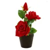 Decorative Flowers Modern Faux Silk Flower Eco-friendly Gardening Weather-resistant Fancy Romantic Potted Rose