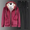 Hommes Hoodies Hiver Épais Chaud Polaire Ensembles Hommes Casual Zipper Survêtements Manteau Vestes Pantalons De Survêtement Surdimensionné L-8XL Outwear Vêtements Costumes