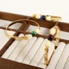 2023 Hawaiian New Design 18K Gold Plated Pikake Jasmine Natural Stone Copper Armband Women