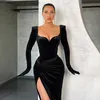 Party Dresses Zoctuo Black Velvet Corset Maxi Dress 2023 Autumn Winter Women Holiday Side Slit BodyCon Party Elegant Evening Festival Clothing T230602