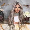 かつらのオンブルアッシュブロンド色のglessedlaceless front wig human Hair Body Wave Grey Blonde Lace Wig for女性合成熱抵抗