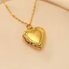 18K Gold Plated Stainless Steel Jewelry Open Sublimation Blank Heart Lock DIY Frame Photo Picture Memory Locket Pendant Necklace