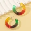 Boucles d'oreilles créoles UJBOX vente en gros en vrac cercle géométrique dégradé coloré résine acrylique pour les femmes