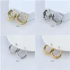 Hoop Earrings Fashion Modern Stainless Steel C Shape Ear Ring Circle Simple Basic Round Huggies Wholesale Girl Jewelry