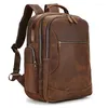 Sac à dos de luxe 17 pouces en cuir grande capacité ordinateur portable pour ordinateur couche supérieure sac de voyage en peau de vache hommes sac à dos extérieur