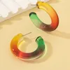 Boucles d'oreilles créoles UJBOX vente en gros en vrac cercle géométrique dégradé coloré résine acrylique pour les femmes