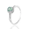 Cluster Rings S925 Серебряное инкрустация натуральная нефритовая синяя вода кольцо Jadeite Fashion for Women Gifts Регулируемые украшения оптом