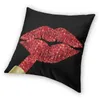Pillow Lipstick On Pouty Lips Throw Case Home Decorative Sexy Lady Girl Art Cover 45x45cm Pillowcover For Living Room