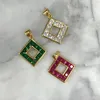 Chains 5Pcs/Lot Decorative Plated Brass CZ Colorful Square Rhombus Pendants Necklace Jewelry