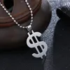 Anhänger Halsketten Dollar Halskette Geld Amerikanisches US-Zeichen Symbol Logo Silber Farbe Mode Edelstahl Männer Frauen Schmuck