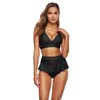 Women's Swimwear 2023 Sexy V Neck Bikini Set For Women High Waist Mesh Ruffle Swimsuit 2pcs Female Backless Bikinis Summer Beach Bathing