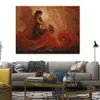 Nowoczesne płótno artysty Crimson Heat romantyczny hiszpański taniec w teksturowanych obrazach olejnych na płótnie piękny wystrój loftu