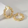 Hoop Earrings Fashion Classic Weave Wide Tube Twist Metal Circle Geometric Round For Women Accessories Retro Party Jewelry ZK40