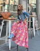 Skirts WildPinky Boho Tie Up Tassels Print Women Summer Elegant Long Length High Waist Casual Ruffles Aline Beach 230601