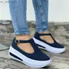 Sandały damskie Vintage Buty klinowe Kobiety Pasek klamra grube dolne płaskie sandały platformowe Stado żeńskie buty Summer 2021 L230518