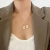 Hänghalsband A-Z 26 bokstäver halsband initialer kvadrat för kvinnor män temperament metall krage kedja smycken tillbehör älskar gåva
