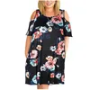 Podstawowe sukienki swobodne 8xl 9xl Duży rozmiar Summer Kobiety Sexy Off Rameer Floral Print Sukienka Kieszenia Kieszenia Losowa Plus Plus Ubranie 230601