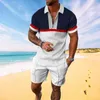 MEN MENINS TRACHSUITS 2023 Summer Beach Shorts 2 قطعة مجموعات بسيطة على الطراز الرجعية القصيرة القصيرة القميص القميص القصيرة.