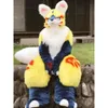 Żółty długi futra Husky Dog Fox Mascot Costume Yellow Fursuit Halloween Furry Suit Stroje Kreskówka Charakterystyka Dresschristmas