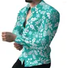 Mäns avslappnade skjortor Julstil Elements Men's 3D Printed Hawaiian Lapel Button Down Shirt Formell långärmad vår sommar