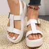 Sandali 2023 Donna Vera Pelle di Mucca Cinturino con Fibbia Intrecciata Piattaforma Suola Summer Beach Ladies Chunky Shoes