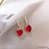 Stud New Arrival Trendy White Red Earrings Rhinestone Heart Shaped Earring For Women Wedding Party Jewelry