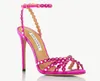 Aquazzura オリンピア サンダル品質デザイナー靴ヒール レディース サンダル ヒール ギャツビー スリング サテン パーティー ウェディング ドレス ヒール セクシーなバック ストラップ レザー 35-43