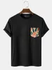 Herr t-shirts charmkpr stilfulla herr tropiska blad bröstficka tryck camiseta casual streetwear manlig het försäljning kort ärm t-shirts s-2xl j230602